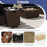 Outdoor PE Rattan Conversation Set with 32‚Äù Propane Fire Pit Table and Tank Holder