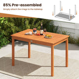 5 Pieces Patio Wood Dining Set Outdoor Rectangular Table and Chairs