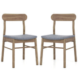 Fabric Upholstered Kitchen Armless Dining Chairs with Rubber Wood Frame Set of 2-Oak
