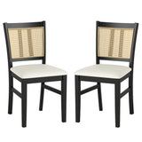 3-Piece Mid-Century Dining Set with 36‚Äù Round Pedestal Table and 2 Farmhouse Rattan Dining Chairs