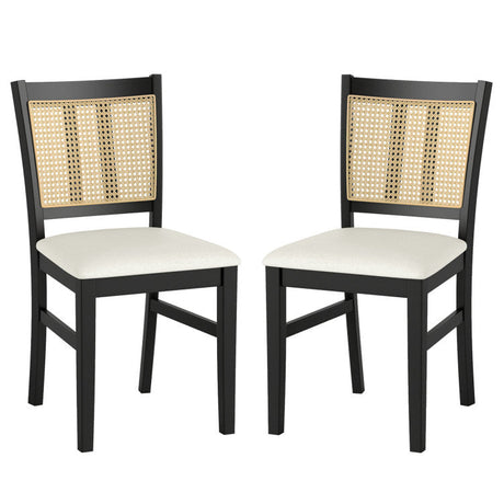 Juego de comedor de 3 piezas de mediados de siglo con mesa redonda de pedestal de 36" y 2 sillas de comedor de ratán estilo rústico
