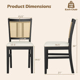 3-Piece Mid-Century Dining Set with 36‚Äù Round Pedestal Table and 2 Farmhouse Rattan Dining Chairs