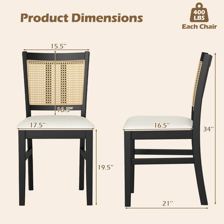 Juego de comedor de 3 piezas de mediados de siglo con mesa redonda de pedestal de 36" y 2 sillas de comedor de ratán estilo rústico