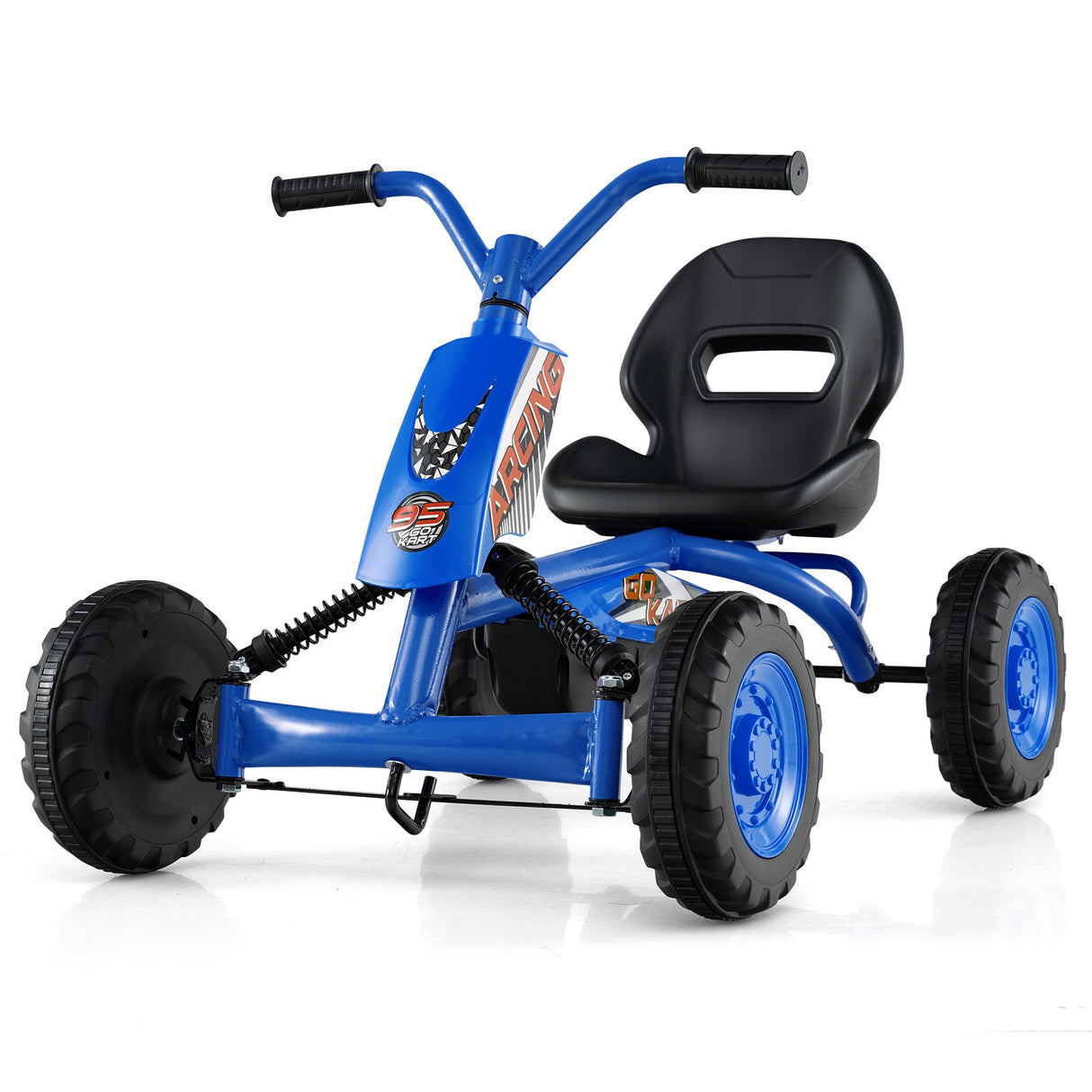 Go Kart para niños de 4 ruedas con manillar de dirección y asiento ajustable
