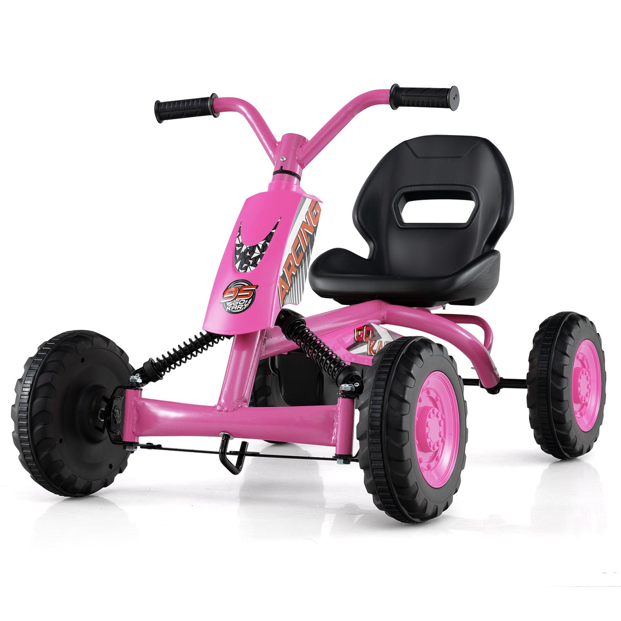 Go Kart para niños de 4 ruedas con manillar de dirección y asiento ajustable