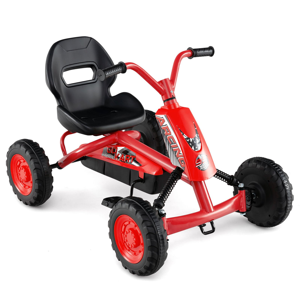 Go Kart para niños de 4 ruedas con manillar de dirección y asiento ajustable