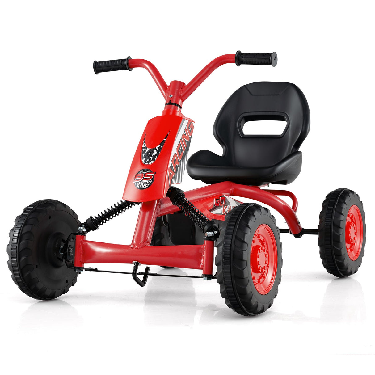 Go Kart para niños de 4 ruedas con manillar de dirección y asiento ajustable