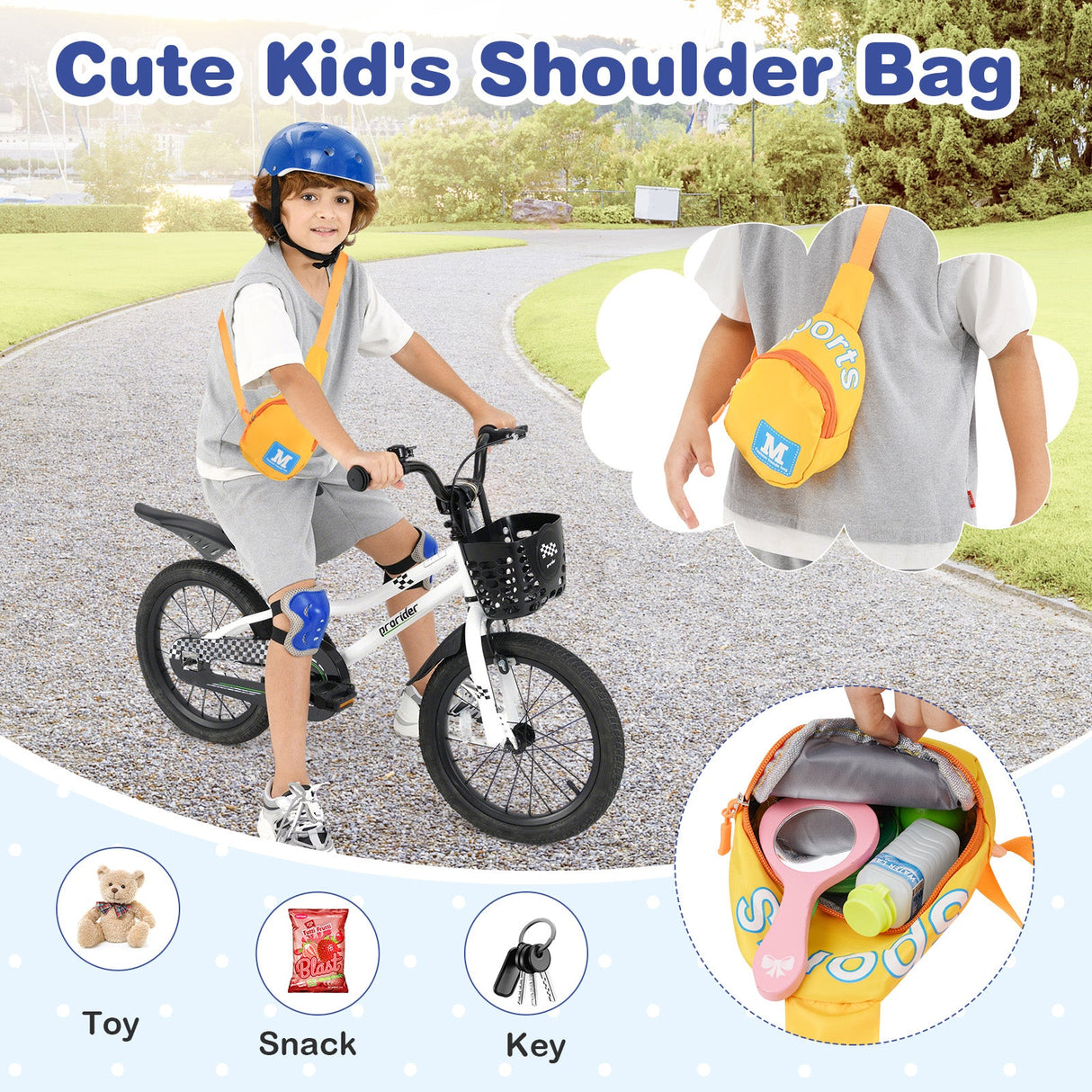 Bicicleta infantil de 16 pulgadas azul marino con set de protección de casco