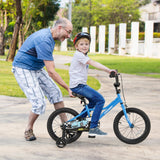 Bicicleta infantil de 16 pulgadas azul marino con set de protección de casco