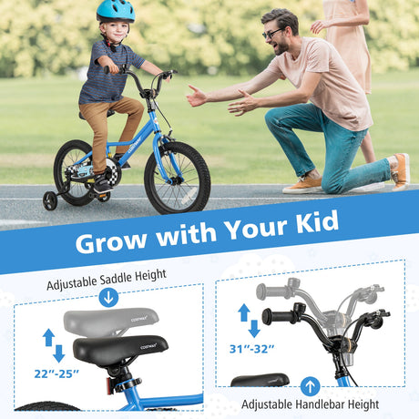 Bicicleta infantil de 16 pulgadas azul marino con set de protección de casco
