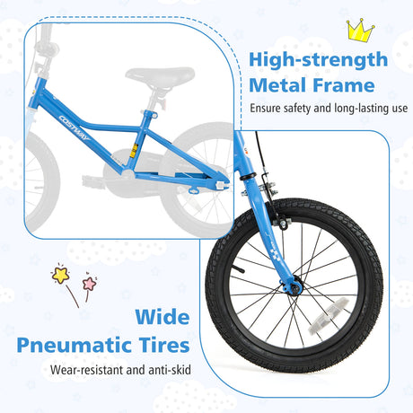 Bicicleta infantil de 16 pulgadas azul marino con set de protección de casco
