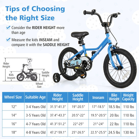 Bicicleta infantil de 16 pulgadas azul marino con set de protección de casco
