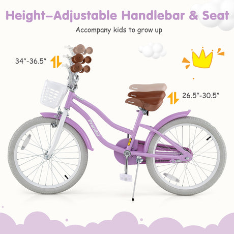 Bicicleta para niños de 20 pulgadas con casco y set de protección púrpura