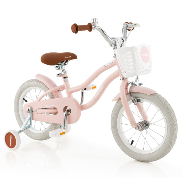 Bicicleta infantil de 12 pulgadas con casco y conjunto de protección rosa