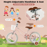 Bicicleta infantil de 12 pulgadas con casco y conjunto de protección rosa