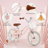 Bicicleta infantil de 12 pulgadas con casco y conjunto de protección rosa