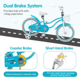 18 Inch Kids Bike with Helmet Protective Set Blue