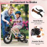Bicicleta infantil de 12 pulgadas con casco y set de protección negro y rosa