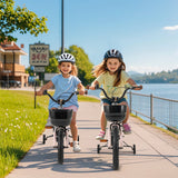 Bicicleta infantil de 12 pulgadas con casco y set de protección negro y rosa
