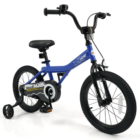 Bicicleta infantil de 16 pulgadas con casco y conjunto de protección, azul oscuro