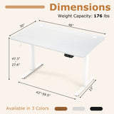 Electric Standing Desk Height Adjustable with 3 Memory Heights White