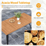 Juego de mesa de comedor para patio de 7 piezas, mesa de madera de acacia y 6 sillones
