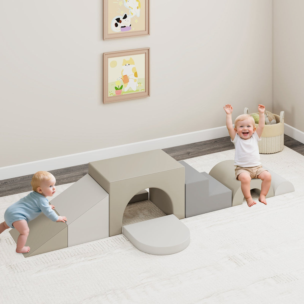 Juego de 7 bloques de espuma suave para escalar para niños pequeños de cuero PU para mayores de 1 año