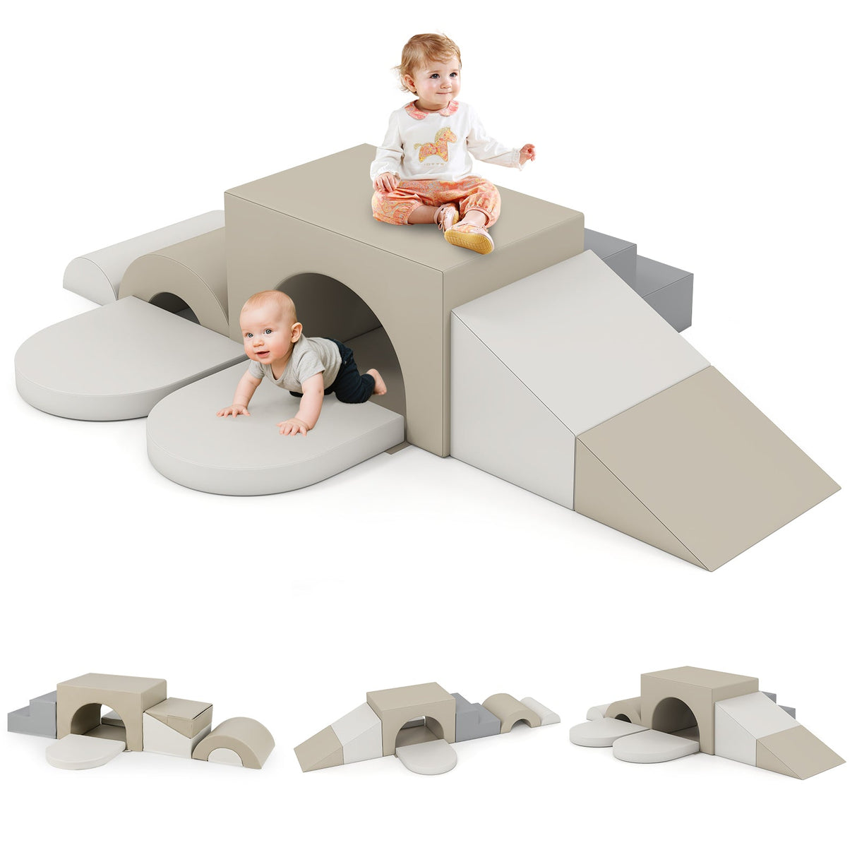 Juego de 7 bloques de espuma suave para escalar para niños pequeños de cuero PU para mayores de 1 año