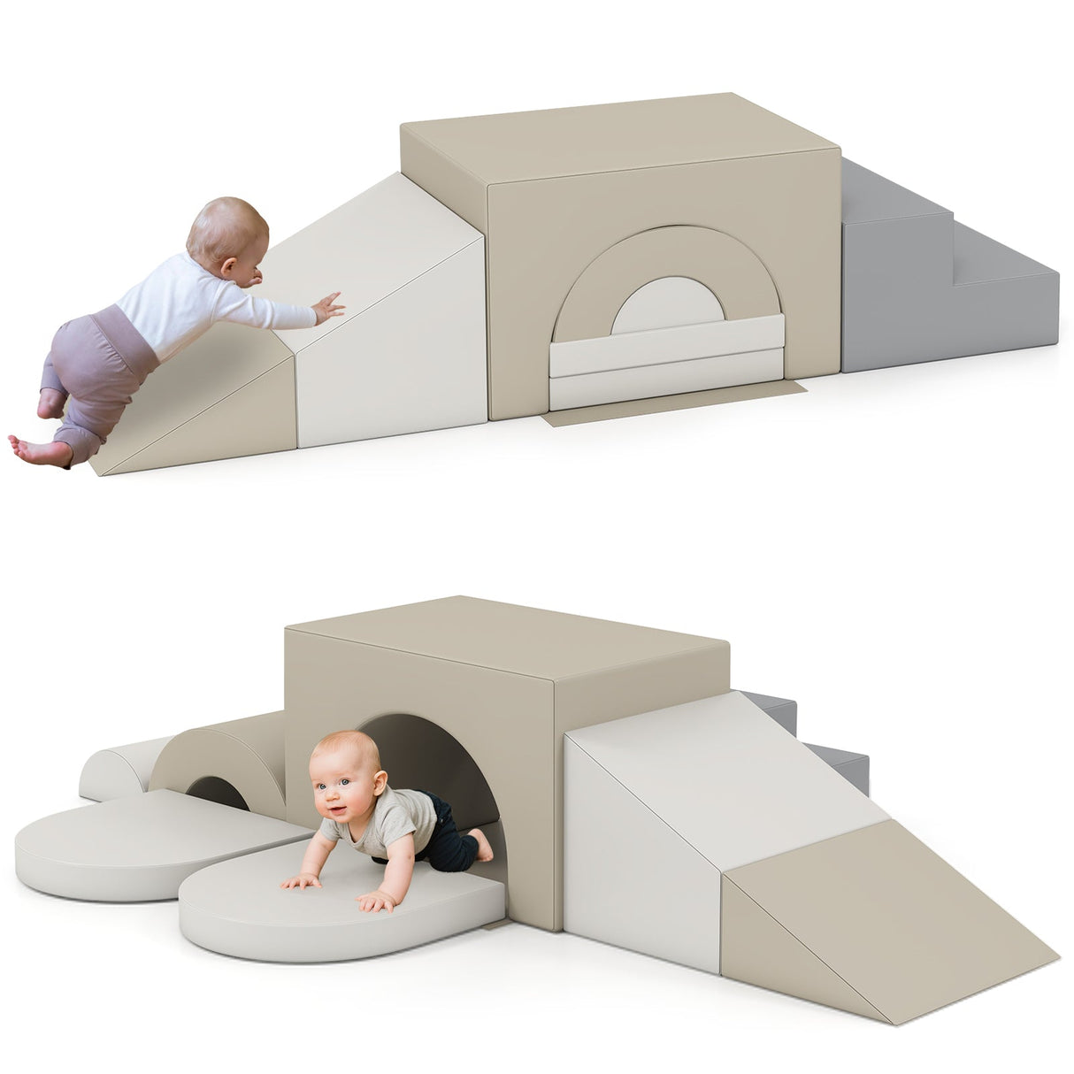 Juego de 7 bloques de espuma suave para escalar para niños pequeños de cuero PU para mayores de 1 año
