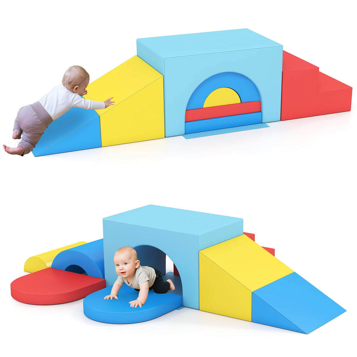 Juego de 7 bloques de espuma suave para escalar para niños pequeños de cuero PU para mayores de 1 año