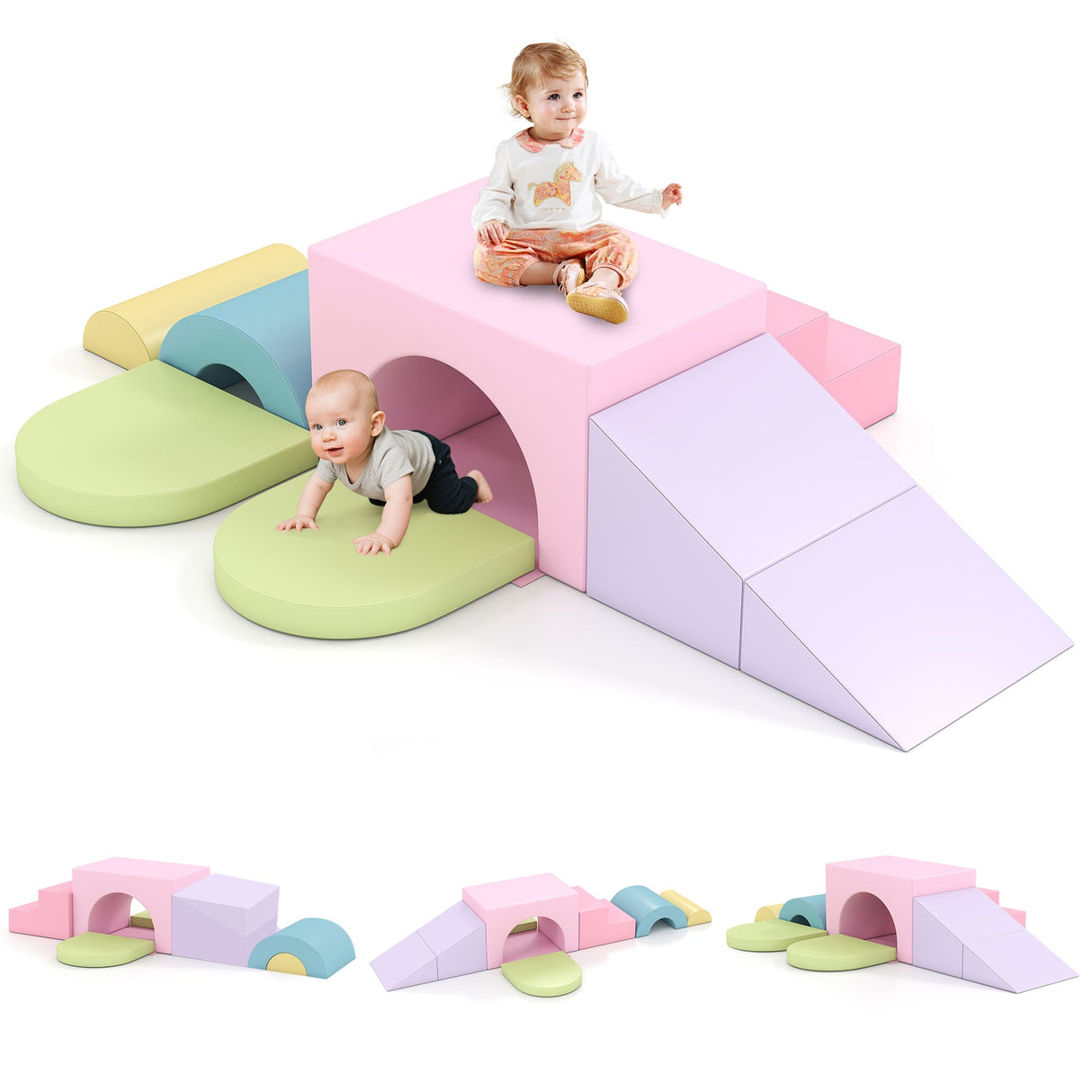 Juego de 7 bloques de espuma suave para escalar para niños pequeños de cuero PU para mayores de 1 año