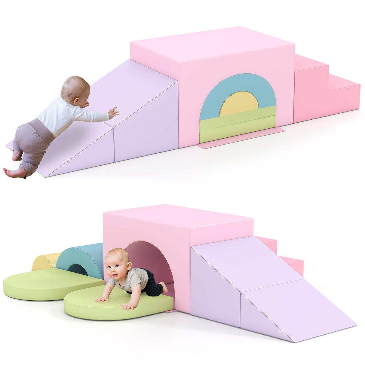 Juego de 7 bloques de espuma suave para escalar para niños pequeños de cuero PU para mayores de 1 año