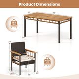 7 Pieces PE Wicker Patio Dining Set for Garden and Backyard