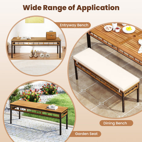 Juego de comedor de patio de madera de acacia de 3 piezas para terraza y jardín