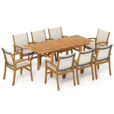 9 Pieces Acacia Wood Patio Dining Set for 6