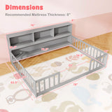 Cama Montessori baja y conjunto de mueble organizador de juguetes para niños
