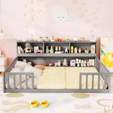 Cama Montessori baja y conjunto de mueble organizador de juguetes para niños