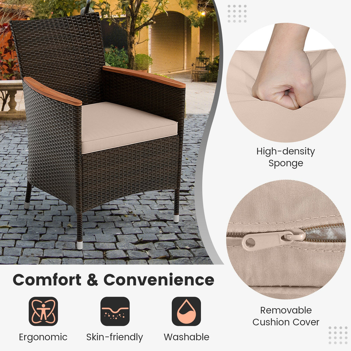 Juego de comedor de patio de 11 piezas, sombrilla de patio de doble cara de 4,5 m (base incluida) y juego de muebles de ratán para exteriores con 8 sillas apilables - Turquesa