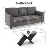 Juego de muebles para sala de estar contemporánea: sofá moderno de terciopelo Teddy de 3 plazas + mesa de centro de vidrio de 47 pulgadas