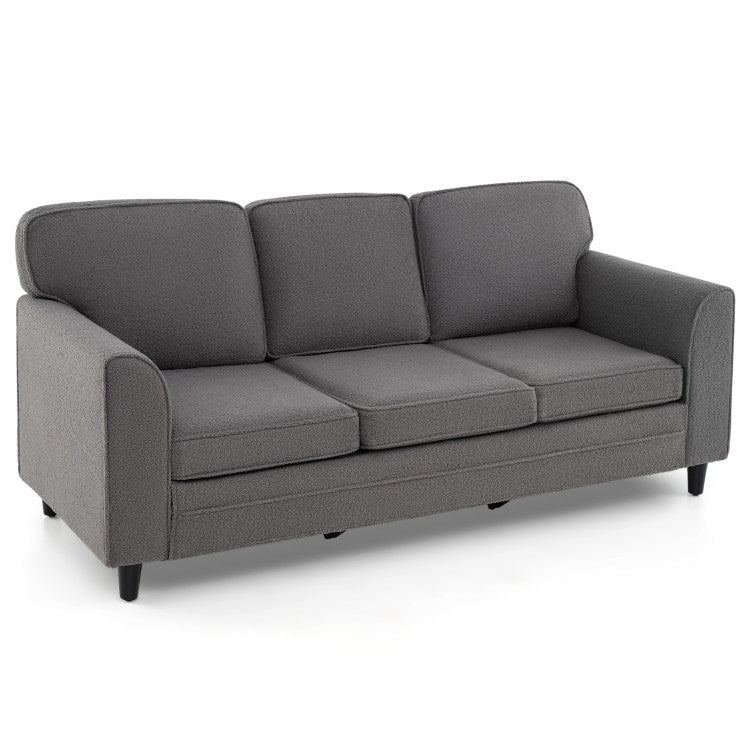 Juego de muebles para sala de estar contemporánea: sofá moderno de terciopelo Teddy de 3 plazas + mesa de centro de vidrio de 47 pulgadas