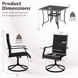 5 Pieces Outdoor Dining Set with 4 Swivel Chairs and 36 Inch Square Patio Table