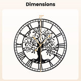 Large Wall Clock 27 Inch Tree of Life Big Metal Wall Clock-Black