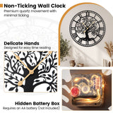 Large Wall Clock 27 Inch Tree of Life Big Metal Wall Clock-Black