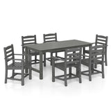 Juego de comedor de exterior de 7 piezas para 6 personas, mesa rectangular de HDPE de 67 pulgadas para patio y 6 sillones
