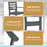 Juego de comedor de exterior de 7 piezas para 6 personas, mesa rectangular de HDPE de 67 pulgadas para patio y 6 sillones