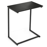 C-shaped Industrial End Table with Metal Frame