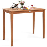 48 Inch x 24 Inch Rectangular Outdoor Eucalyptus Wood Bar Table for 4 People