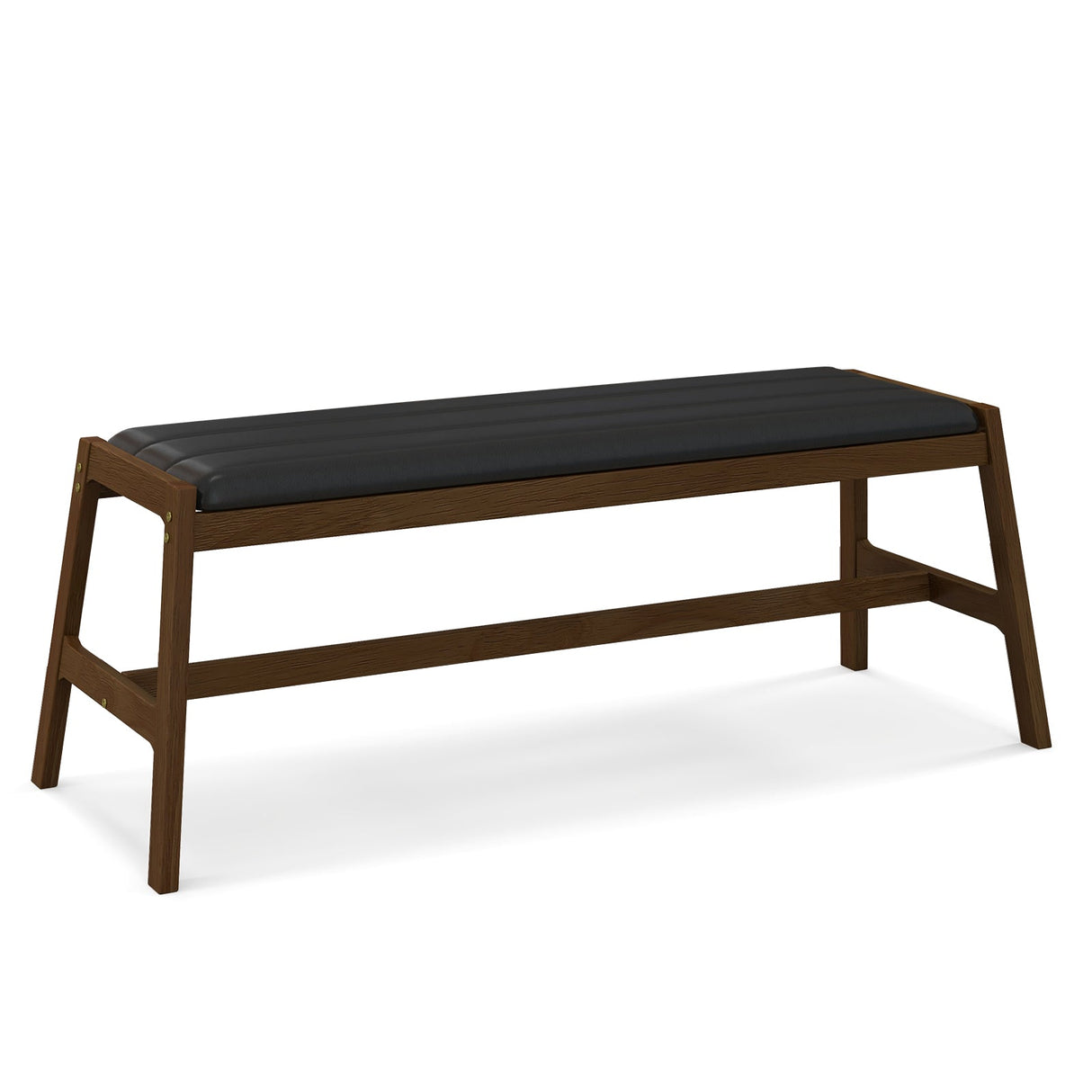 Banco de comedor de madera maciza de 50 pulgadas de largo, banco de mesa tapizado con asiento acolchado de piel sintética - Nogal