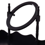 Wooden Vanity Makeup Set with Cushioned Stool and Oval Rotating Mirror