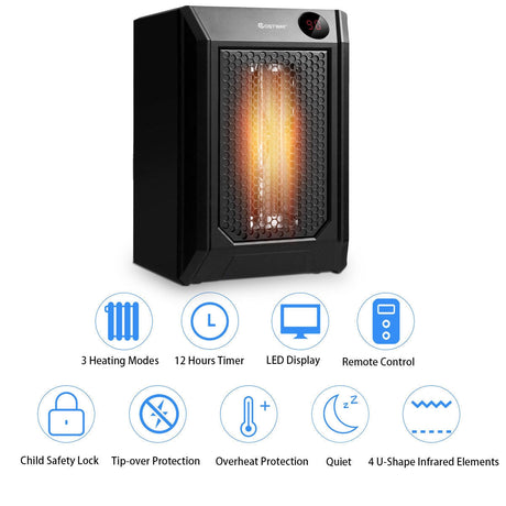 Calentador de ambiente digital de cuarzo portátil con control remoto de 1500 W